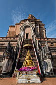 Chiang Mai - The Wat Chedi Luang. The massive chedi heavily damaged by an earthquake has been partially reconstructed apart from the spire since nobody can be sure what it looked like. 